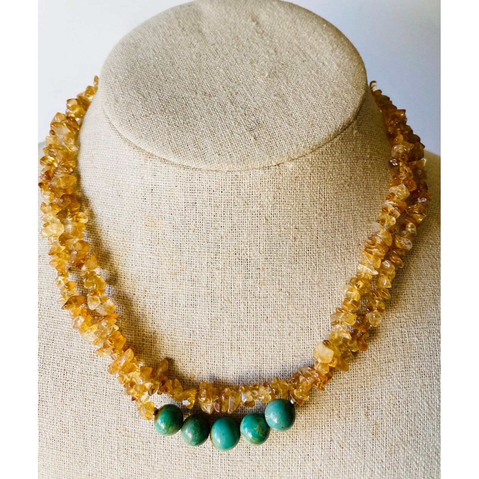 14k Gold Filled Clasp Natural Citrine Turquoise Necklace 16 14k Gold Filled Clasp Natural Citrine Turquoise Necklace 16